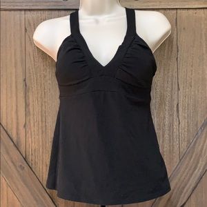 WHBM tank top with bra cups and crisscross straps